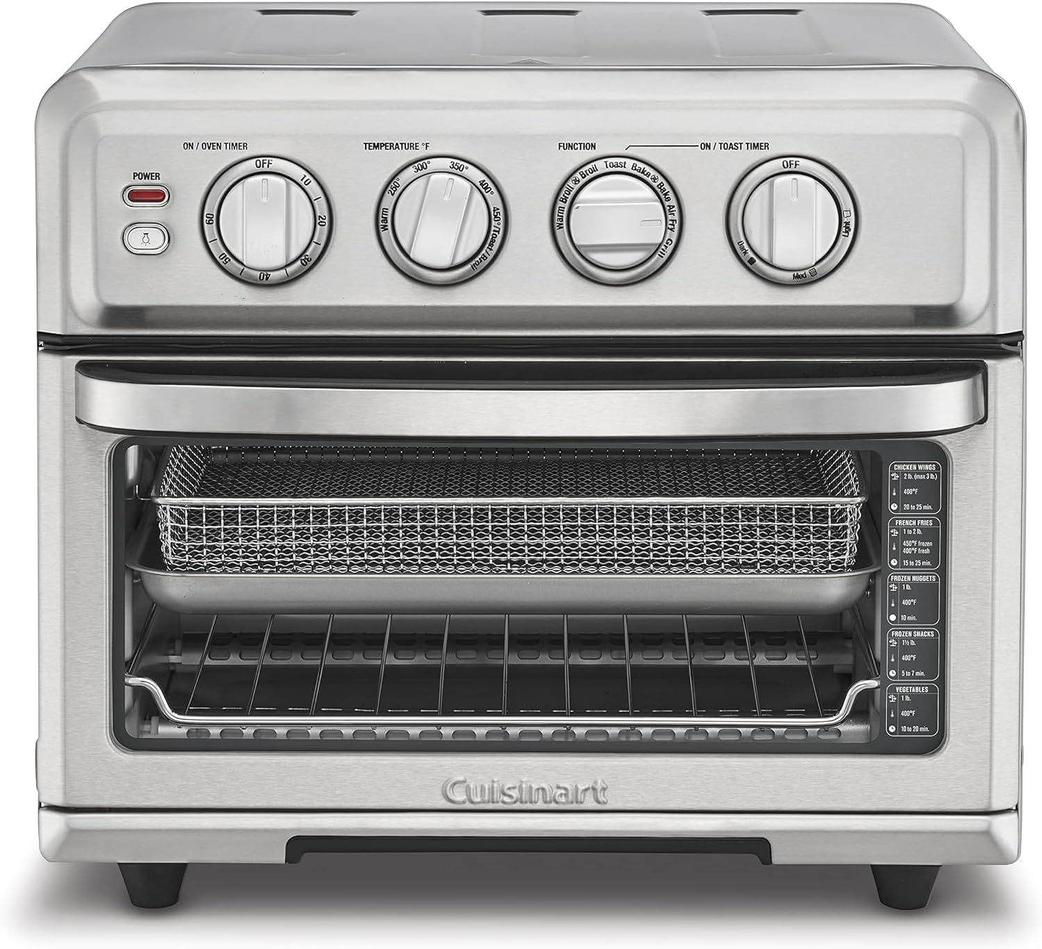Cuisinart Air Fryer Toaster Oven with Grill, 1800W 8-1 Air Fryer Oven with Bake, Convection Bake, Grill, Broil and Warm Options, Large Capacity, 60-Minute Timer, TOA-70, Stainless Steel