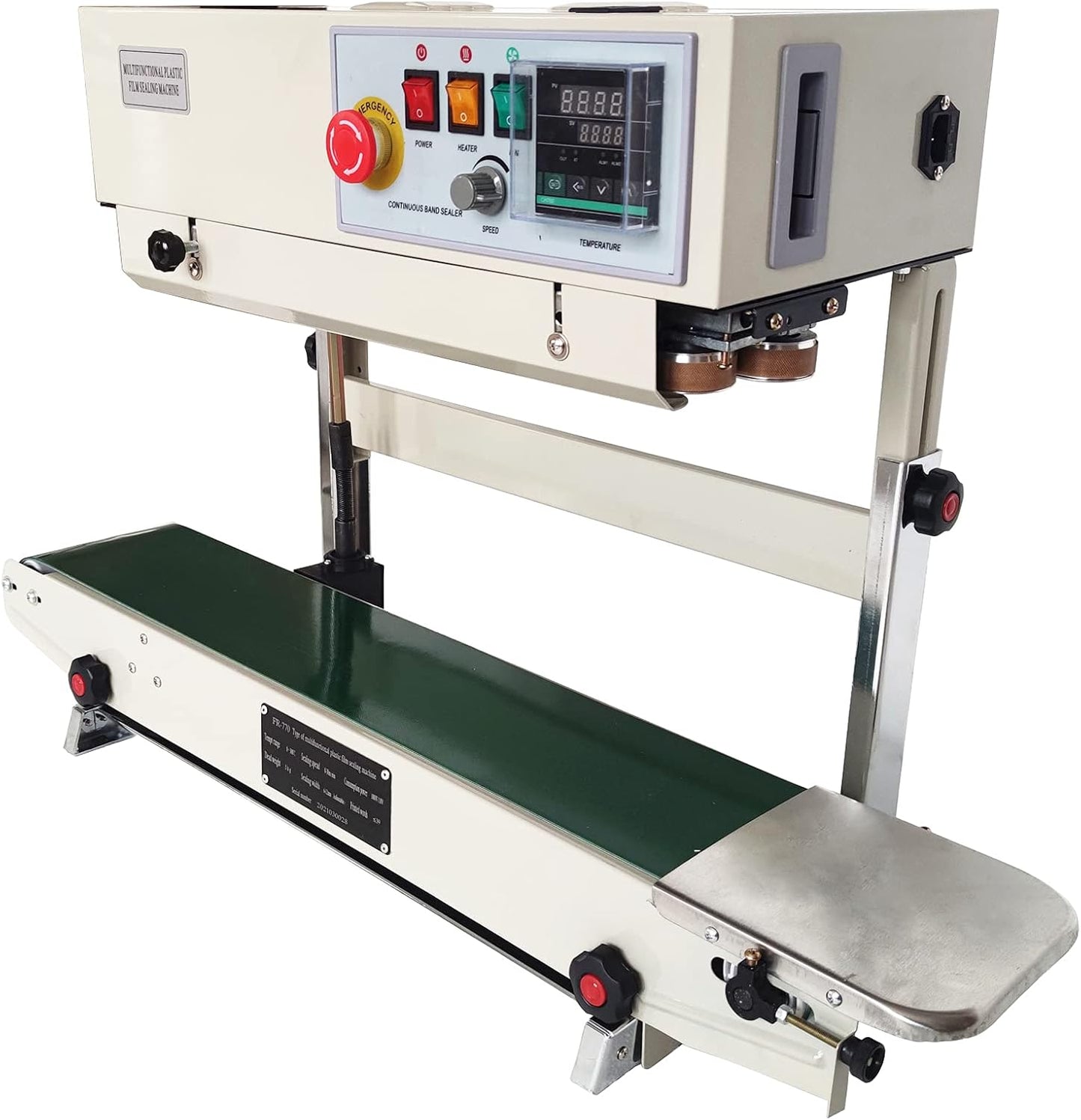 110V/60HZ Automatic Continuous Sealing Machine, FR770 Vertical Band Sealer for PVC Bag, Band Sealer Machine with Digital Temperature Control