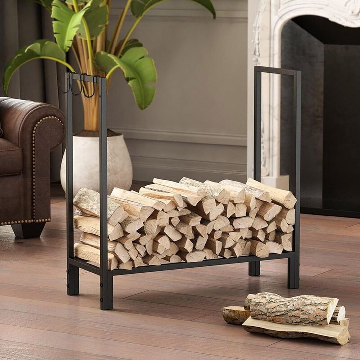 Outdoor Firewood Log Rack, Metal Wood Stacking Rack for Fireplace, Patio, Backyard, Balcony, Wood Storage Rack