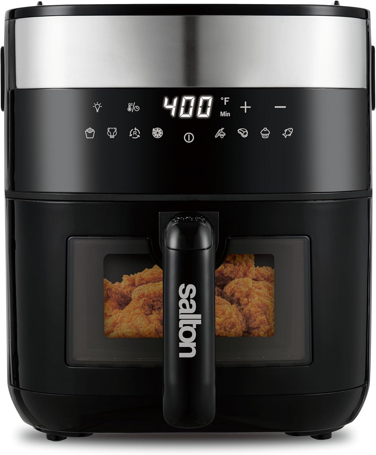 Salton Flip & Cook 3-in-1 5.8 QT Air Fryer, Grill, & Dehydrator with Viewing Window