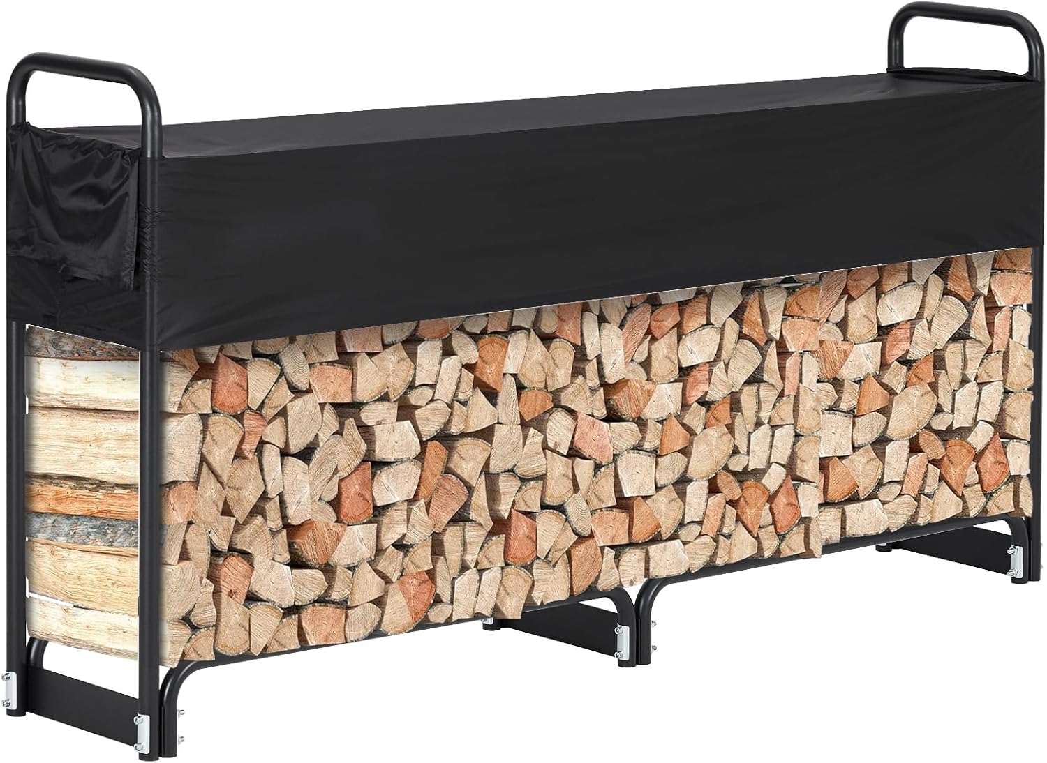 Garvee Firewood Rack Outdoor, 8 ft Firewood Rack with Cover for Fireplace Wood Storage, Firewood Holder for Outdoor\/Indoor with Anti-Rust Coating and Waterproof Cover