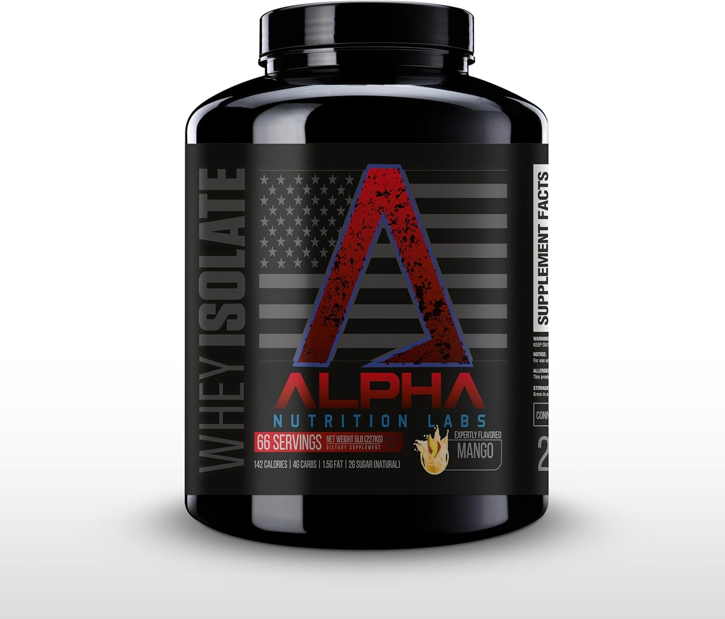 Alpha Nutrition Labs Whey Isolate Protein Powder - Mango Flavor, 28g of Protein, Low Carb, Tropical Specialty