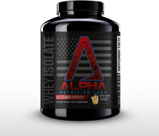 Alpha Nutrition Labs Whey Isolate Protein Powder - Mango Flavor, 28g of Protein, Low Carb, Tropical Specialty