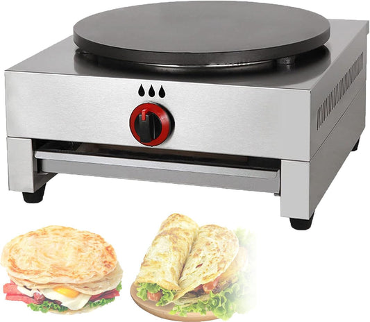 Commercial Gas Pancake Maker,Chapati Maker Machine,Nonstick Adjustable Firepower Crepe Hotplate Machine for Full Breakfast,Omelets,Pizzas,Tortillas,Steaks,Burgers