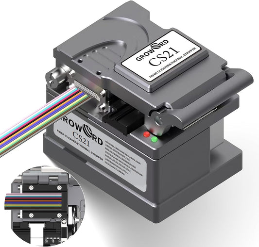 Optical Fiber Cleaver Handheld Fiber Optic Thermal Stripper for Ribbon or Simplex Fiber,2 in 1 Stripping and Cutting,Fiber Optic Hot Stripper, Automatic Heating Stripping Tool for 1-12 Strands