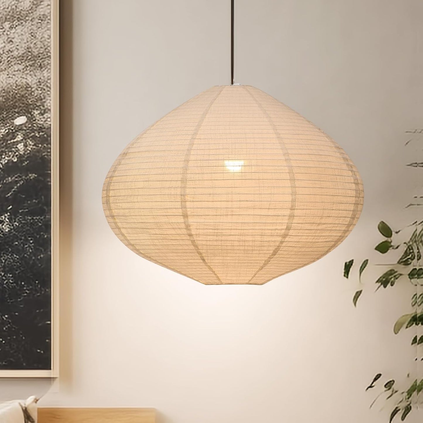 1PCS Hanging Lamp shade Round 20INCH Blended Linen Pendant Lampshade Handmade Hanging Lantern Minimalist White Lamp Decorations Suitable for the Living room Hallway Bedroom and Kitchen