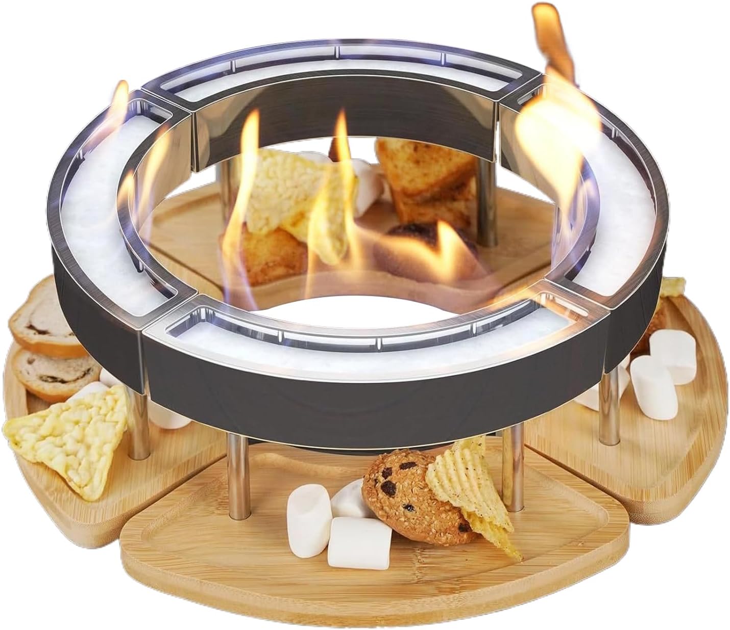 Tabletop Fire - Wood Burning Fire Pits, 4 Pieces Outdoor Stove Burner | Portable Propane Fires Pit Travel Fires Pit | for Beach Garden Patio Balcony Picnic Dining Gathering Party Evening