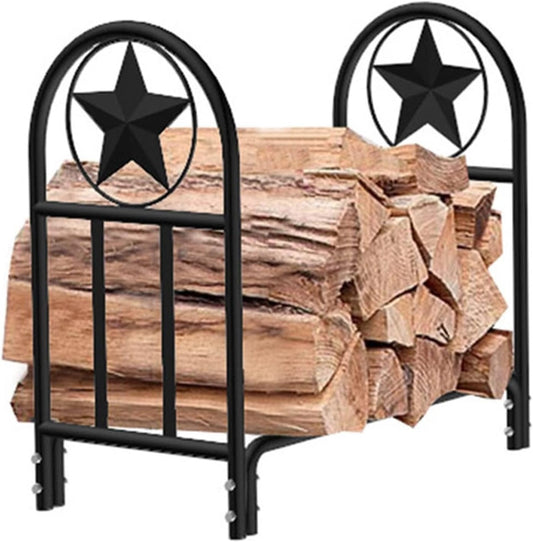 Small Outdoor Firewood Rack, Indoor Log Rack Stacking Wood Rack, Metal Wood Stacking Rack for Fireplace/Wood Stacking/Camping