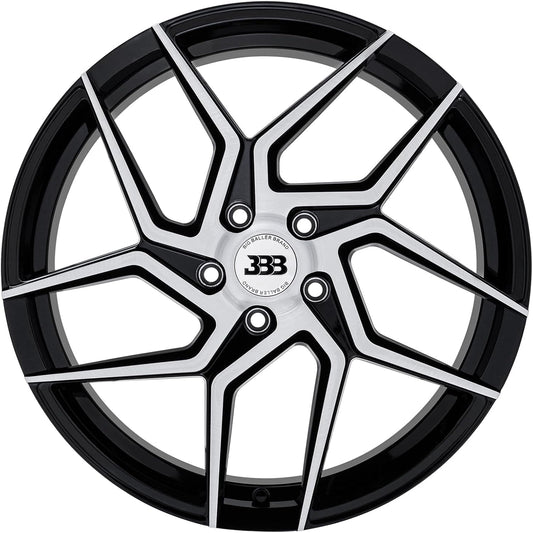 Big Baller Brand H147 Z06 Gloss Black with Brushed Face Passenger Car Automotive Aluminum Car Wheels Fits Lug Vehicles, Passenger Car Rims, Bolt pattern 5x120, offset.+35mm, Hub 72.6mm