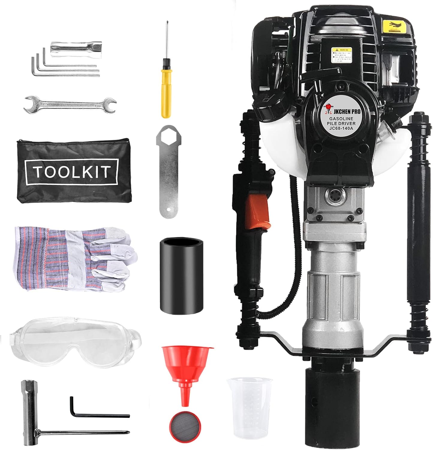 4 Stroke 38CC JKCHEN PRO Gas Powered T Post Driver Hammer Drills, Gasoline Pile Driver Fencing Tool Machine