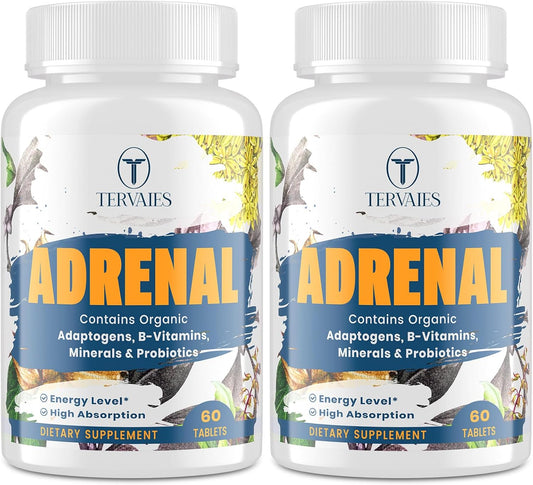 Adrenal Support Adaptogens Herbs Supplements - Cortisol Supplement with Rhodiola Rosea, Ashwagandha, Holy Basil and Eleuthero-Mood and Energy Support for Women & Men-Non-GMO, 120 Vegan Tablets