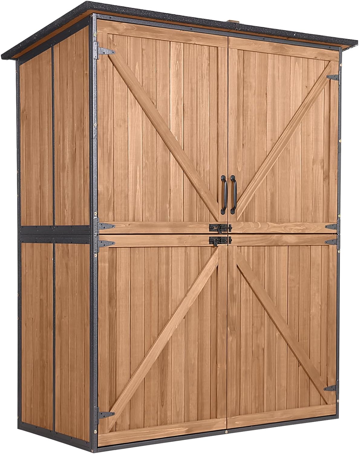 Outdoor Storage Shed, Tool Shed with Floor, Storage House with Metal Frame for Backyard Garden Patio Lawn -Brown