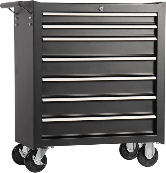 nifoti 7 Drawers Tool Cart on Wheels, Multifunctional Rolling Storage Tool Chest,Drawers Rolling Tool Trolley Organizer Case for Garage,Warehouse,Workshop,Repair Shop (7 Drawers - Black)
