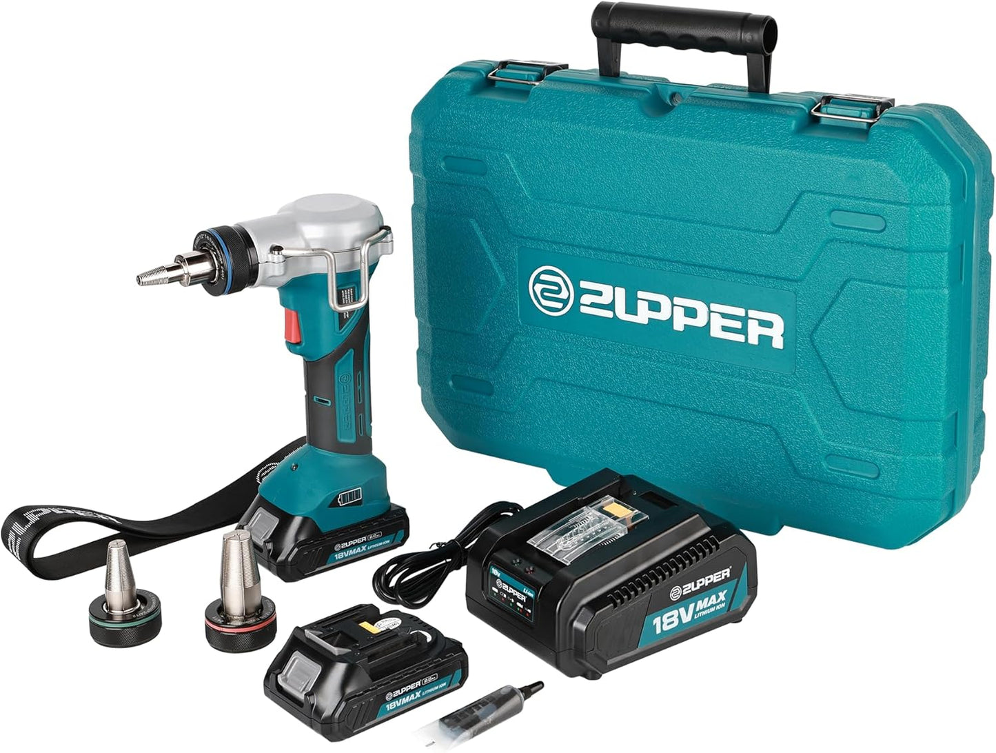 ZUPPER 18V Pro PEX Expansion Tool Kit with 1\/2", 3\/4", 1" Pro PEX Expander Heads for PEX-A material, 2pcs Battery, Fast Charger & Carrying Case