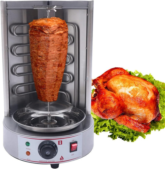 BBQ Meat Machine, Commercial Vertical Rotisserie Rotating Barbecue Oven Shawarma Grill Machine, Electric Automatic Stainless SteelRotating Machine with Temperature Adjustable 50-300℃
