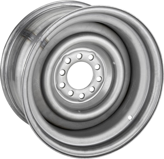 Speedway Motors Smoothie 15 x 8 Plain Steel Wheel, 5 on 4.5\/4.75 Dual Bolt Patterns, 4.25 Wheel Backspacing, 3\/16 Inch Thick Steel Centers with Reinforcing Rib