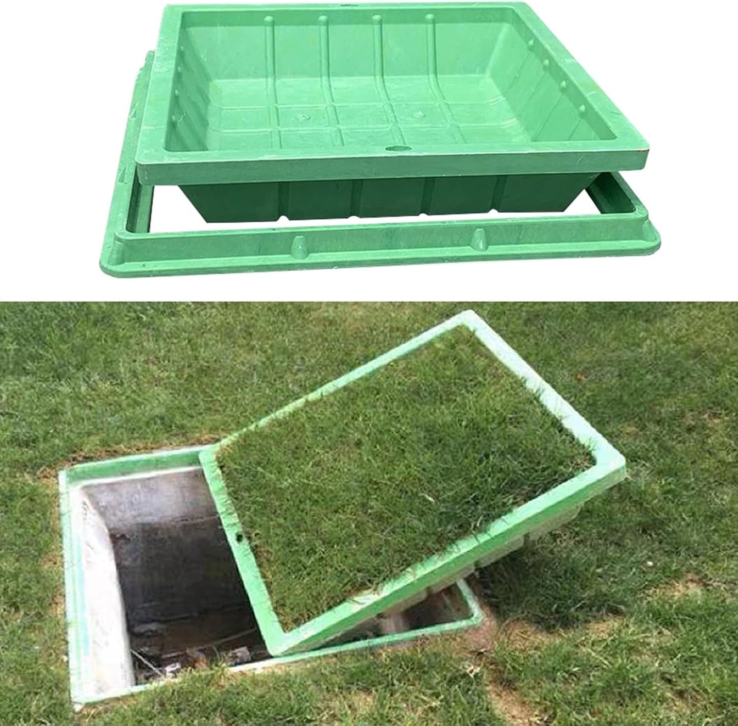 1pc Invisible Recessed Manhole Cover and Frame - Durable Resin Septic Tank Cover for Garden and Lawn(50x50cm)