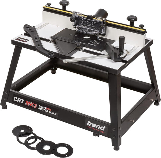 Trend Portable Benchtop Router Table with Robust Construction for Workshop & Site Use, 120V (NVR Switch Not Included), CRT/MK3