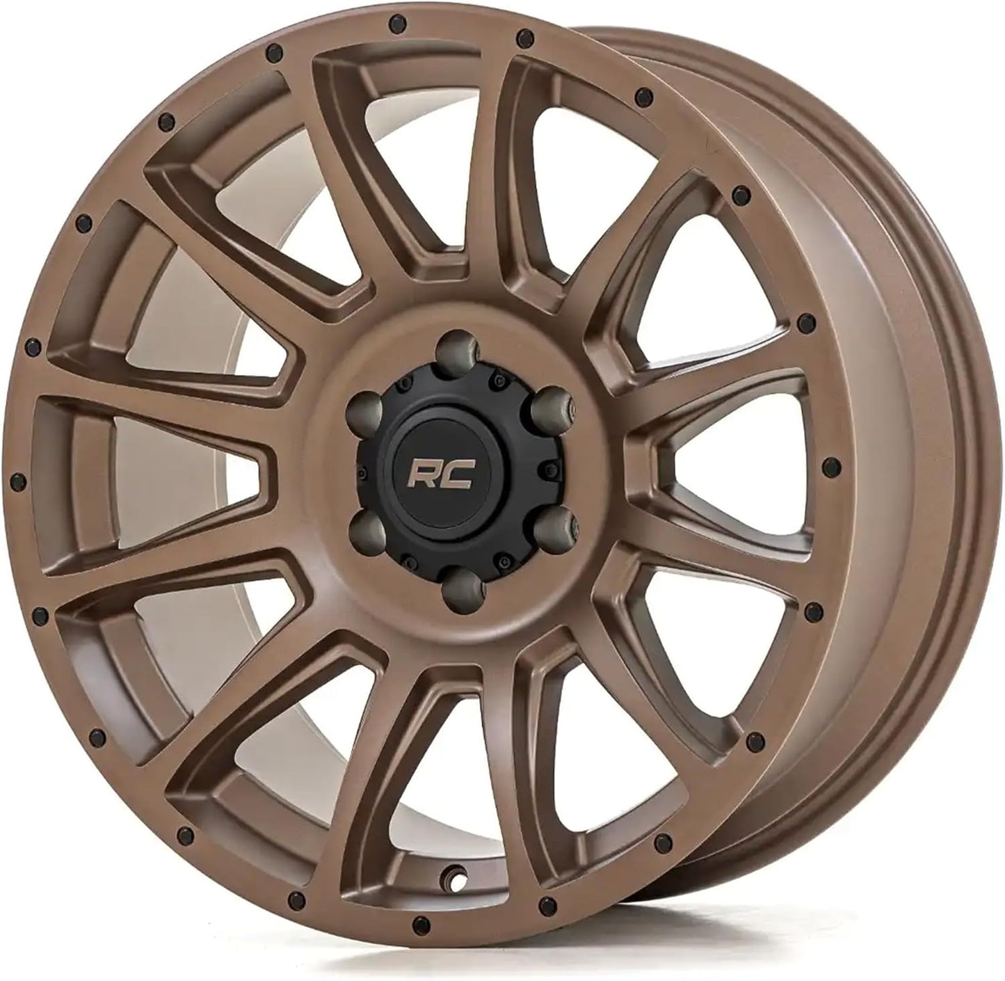 Rough Country 90 Series One-Piece 20x10 | 6x5.5 |-25mm-90202412 Bronze with Black Accent Bolts Wheel with Aluminum (20 x 10. inches \/6 x 135 mm, -25 mm Offset)
