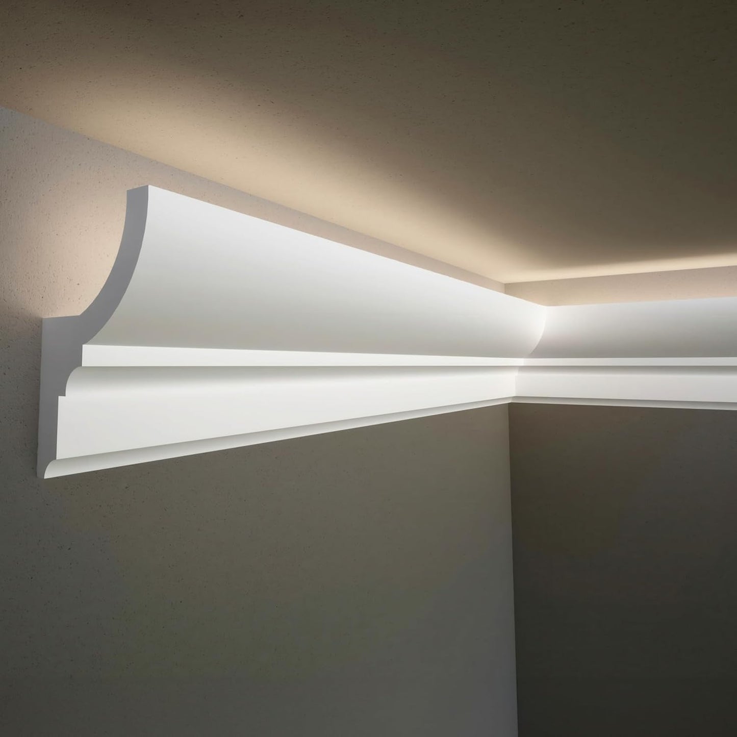 7-Piece 94.5\u2033 (55.12 ft) LED Baseboard & Crown Molding with Duct Kit for Seamless Ambient Home Accent Lighting | Waterproof Channel for Easy LED Strip Installation (CROWN MOLDING WITH LED DUCT)