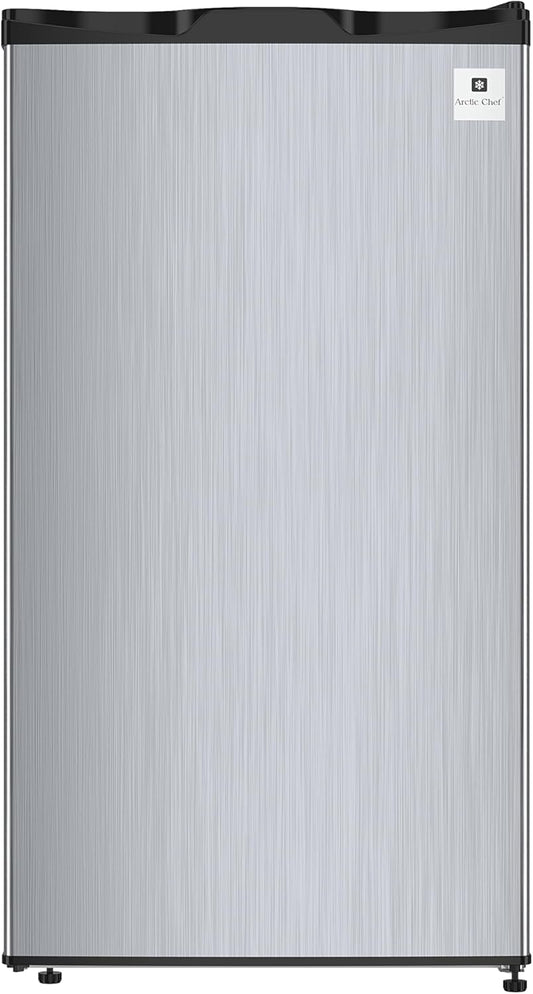 ACFR322 RCA Mini Refrigerator, Compact Freezer Compartment, Adjustable Thermostat Control, Reversible Door, Ideal Fridge for Dorm, Office, Apartment, Platinum Stainless, 3.2 Cubic Feet