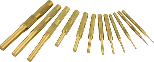 12 Piece Brass Pin Punch Set with Storage Pouch, Made in USA