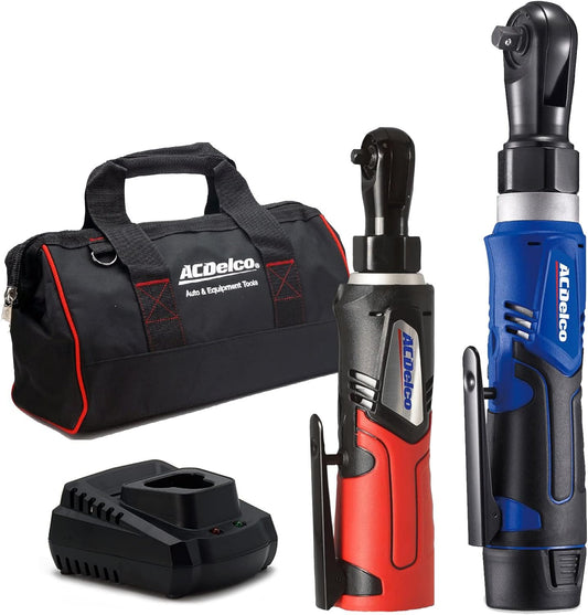 ACDelco ARW1209-K9 G12 Series 12V Lithium-Ion Battery And Charger Cordless 1/4” & 3/8” Ratchet Wrench Combo Tool Kit with Canvas Bag