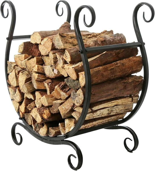 FLDYGMLU Firewood Log Holder Heavy Duty Metal Rack, Indoor & Outdoor Wood Storage Stand For Deck & Yard