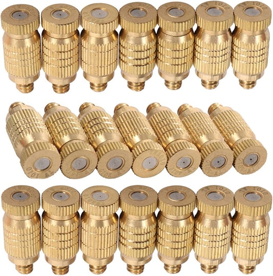 60pcs high pressure mister nozzles brass fog nozzles heads atomizing mist nozzle micro mist nozzles for cooling system fog nozzle atomizing mister sprinkle for patio garden sprayer irrigation tool