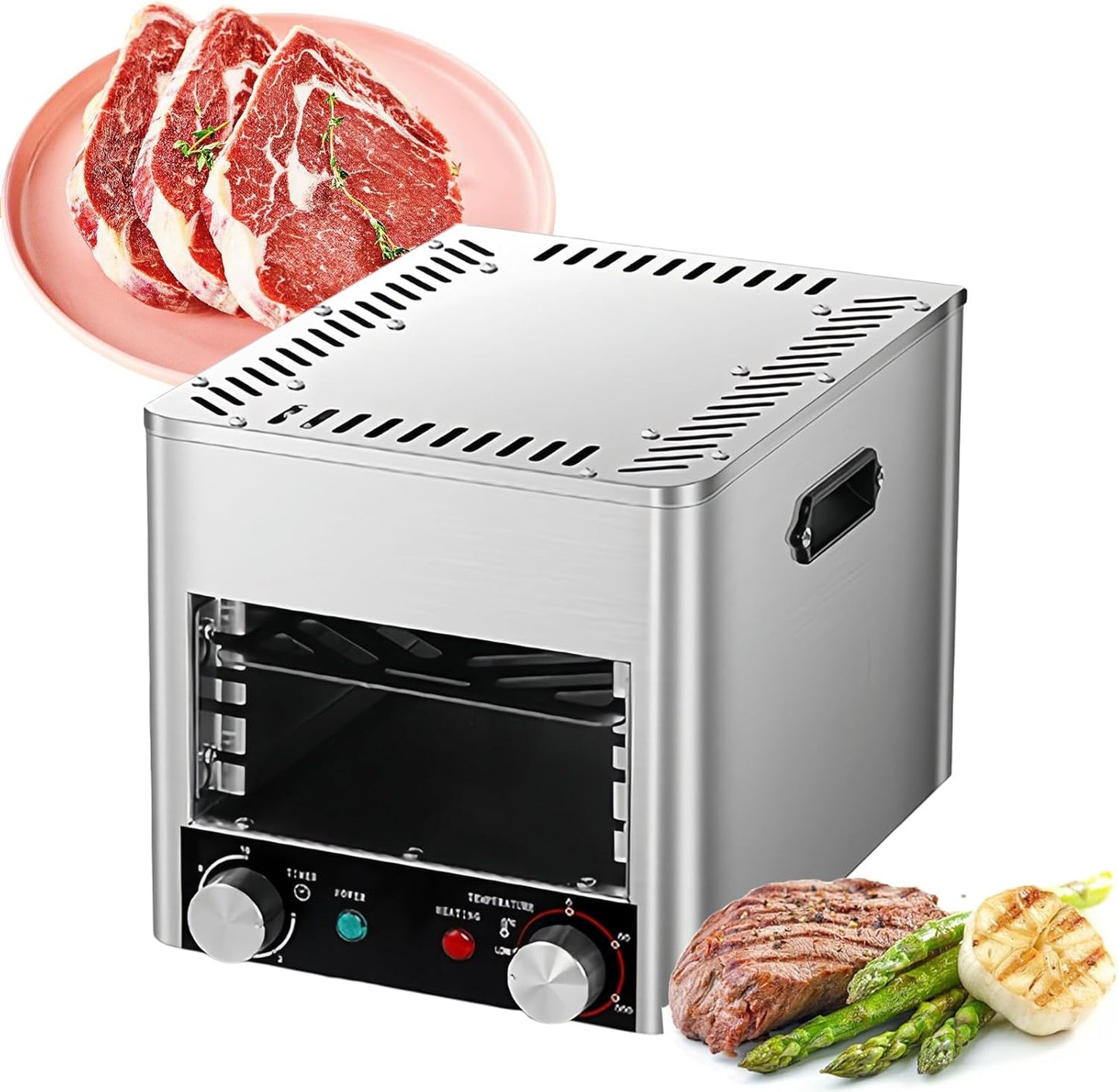 SAIYERUS Electric Steak Grill, Portable Smokeless Infrared Electric Broiler, 1472°F Stainless Steel Steak Cooker with 4-Layer Grill, Electric Infrared Grill for BBQ, Toast, Grill, Indoor,A-110V