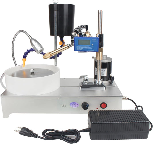 CNCTOPBAOS Precision Gemstone Grinding Polishing Angle Machine,120W 2800rpm Faceted Gem Faceting Jewelry Polisher Cutting Flat Grinder,24V DC Infinitely Variable Speed Lapidary Machine Digital Display