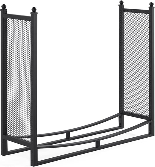 Curved Firewood Rack for Fireplace Wood Storage, Indoor and Outdoor Log Rack, Metal Wood Storage and Organization Rack