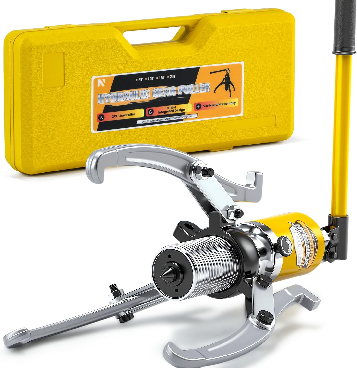 NEWTRY 20 Ton Hydraulic Gear Puller Kit, Wheel Bearing Pulling Separator, 3 Jaw Puller, Vertically & Horizontally, w\/Case, Heavy Duty Mechanical Repair