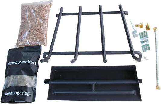 18"-30" Burner Pan for Gas Fireplace Gas Fireplace Burner Gas Logs Propane Burner (18 inch Two Pipe)