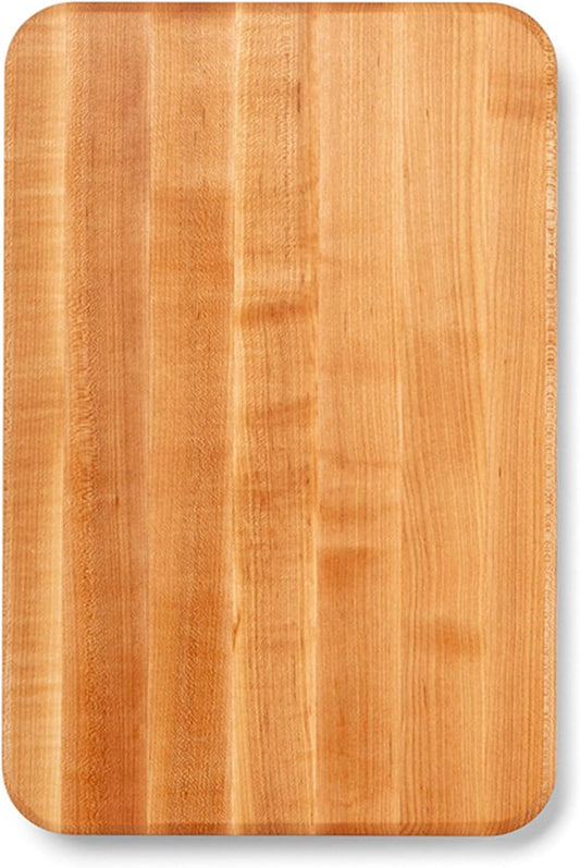 John Boos Chop-N-Slice Series Rectangular Wooden Maple Cutting Board 18\u201Dx12\u201D \u2013 1.25\u201D Thick, 8-lb Reversible Butcher Block with Eased Corners, Edge-Grain & Finger Grips \u2013 Made in the USA