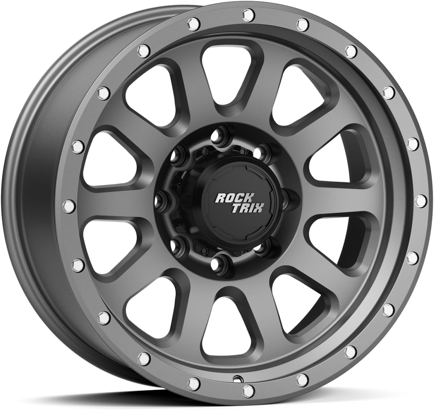 RockTrix RT111 18 inch Wheel 8x180 Compatible with Chevrolet Silverado 2500HD 3500HD, 18x9 (-12 Offset, 4.5 Backspace), Gunmetal, Also fits GMC Sierra 2500HD 3500 HD