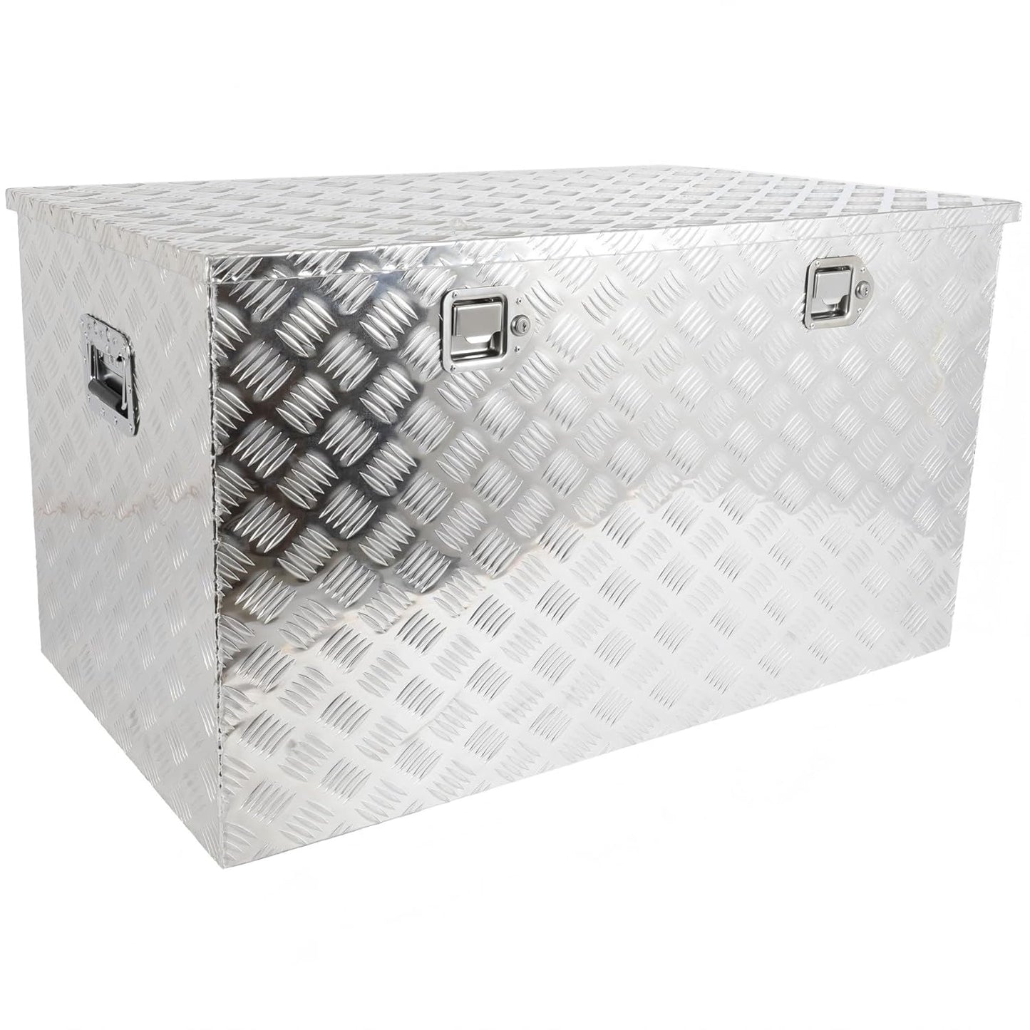 SCITOO 44 Inch Truck Bed Tool Box Aluminum Heavy Duty Diamond Plate Trailer Tool Box with Lock Keys Waterproof Storage Organizer Chest for Pick up Truck Bed ATV RV Trailer Silver 44X24X24
