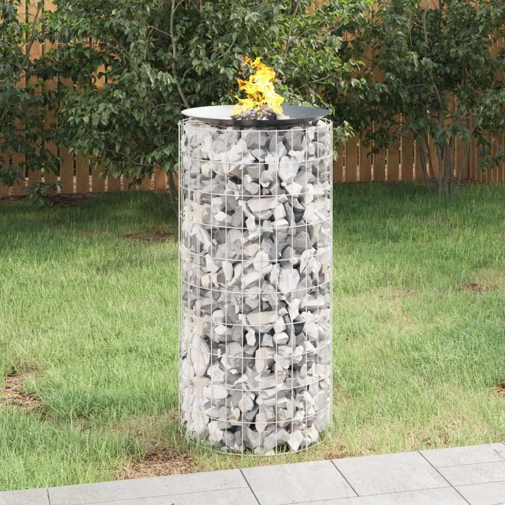 SKM Gabion Fire Pit Ø 19.7" Galvanized Iron,Silver (Weight 15.32KG)