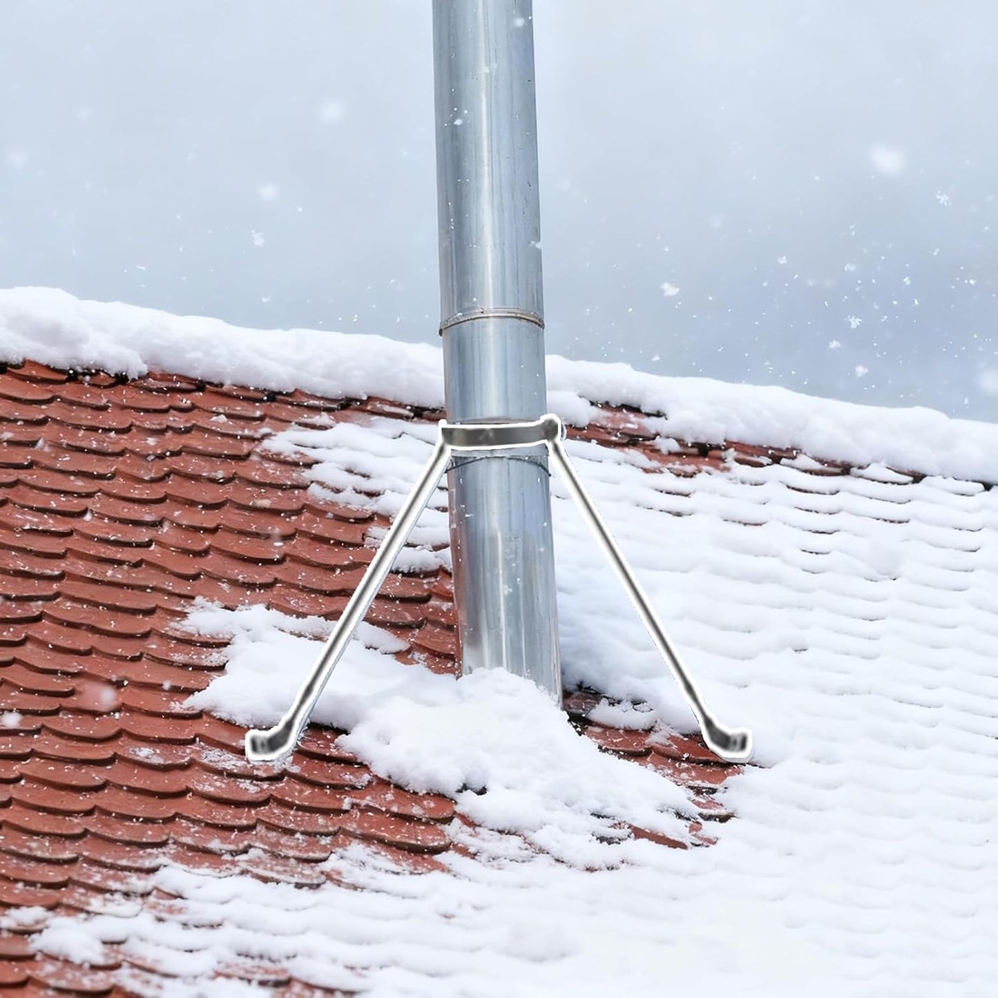 Roof Chimney Pipe Brace Holder Stove Pipe Supports, Weatherproof Drainage Exhaust Tube Bracket, Log Cabin Fireplace Stack Flue Hanger Shelf(Hoop Dia 4 3\/4" (120mm))