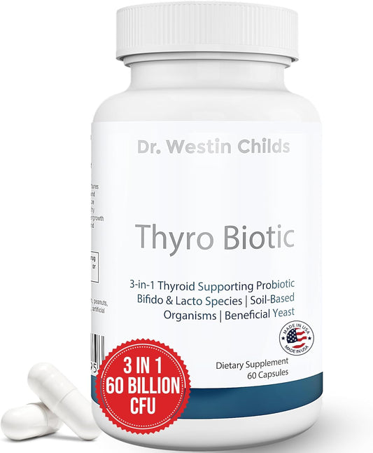 Dr. Westin Childs Thyro Biotic | Probiotic for Women - Support Thyroid, Digestive Health & Hormones | Saccharomyces boulardii, Bacillus coagulans, lactobacillus & bifido 60 Billion CFU | 30 Servings