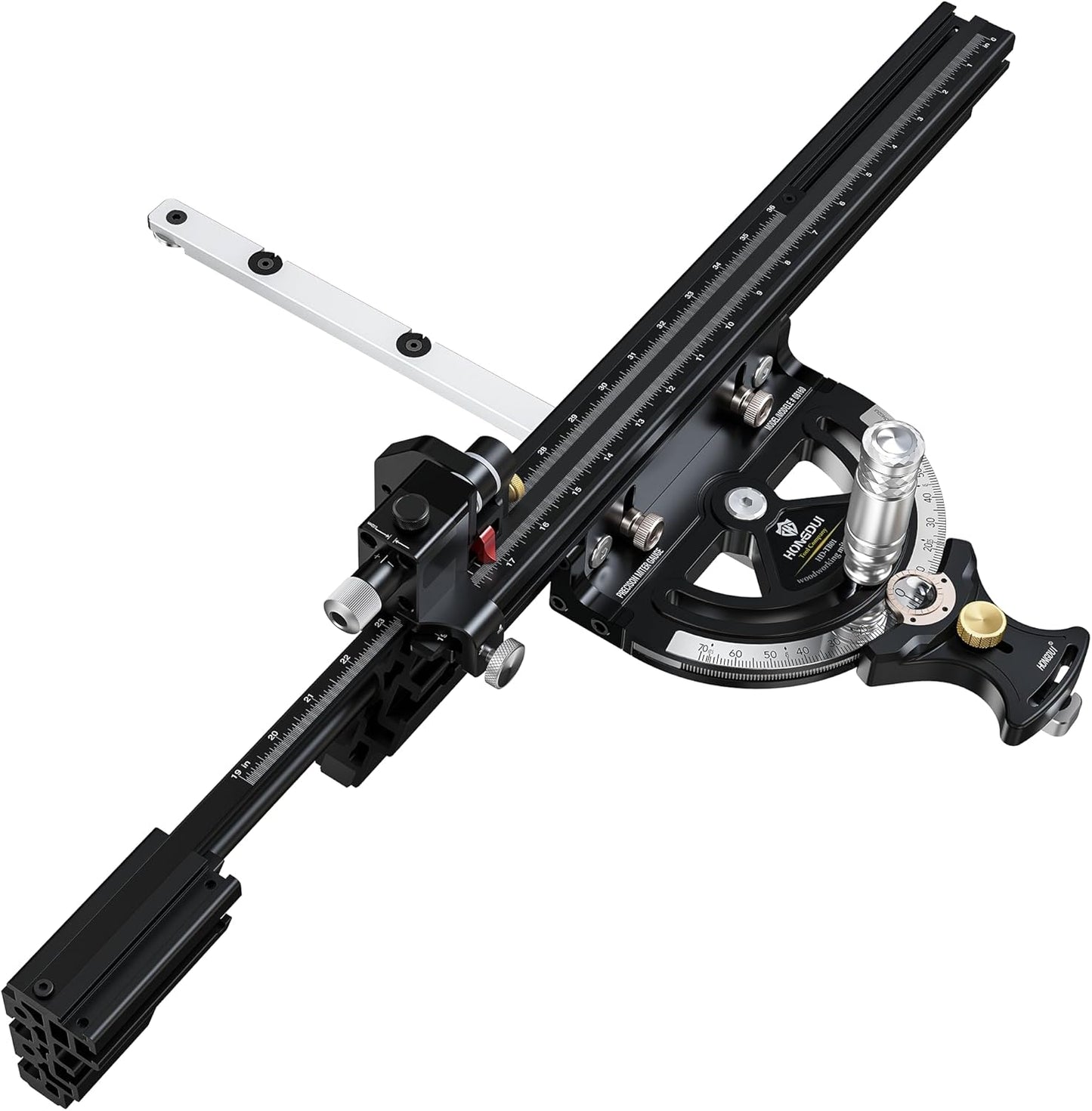 HONGDUI MG21 Precision Miter Gauge System, with 36inch Extended Fence & Micro Adjustable Flip Stop, Fit 3\/8 x 3\/4" T Slot for Table Saw Router Table