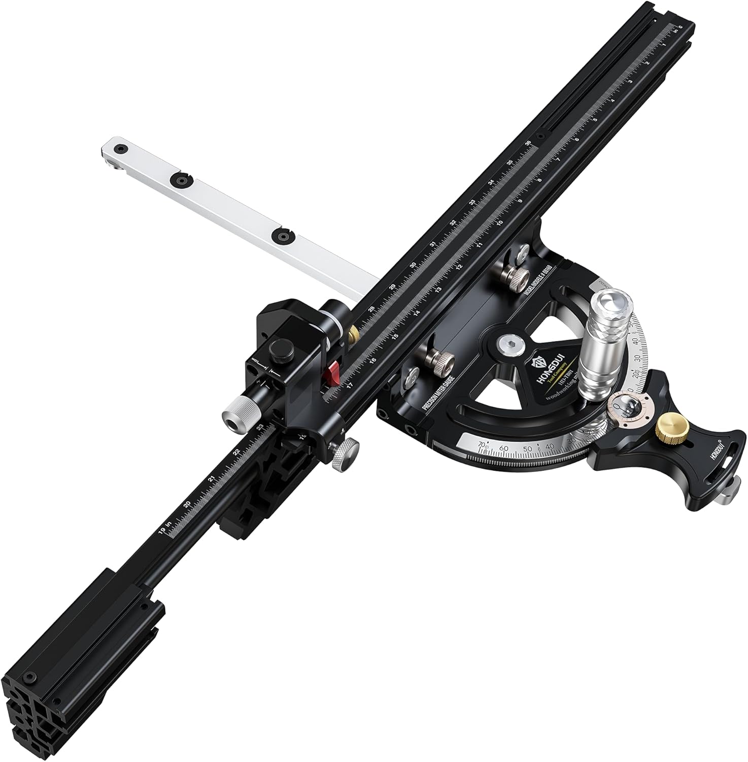 HONGDUI MG21 Precision Miter Gauge System, with 36inch Extended Fence & Micro Adjustable Flip Stop, Fit 3\/8 x 3\/4" T Slot for Table Saw Router Table