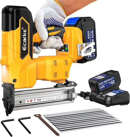 Ecarke 18Gauge Cordless Brad Nailer Compatible with Dewalt 20V Battery: Electric Nail Gun with 1000 Nials-2 Mode Portable Professional Heavy Duty Punch Nailer Gun,Nail Tools for Wood Workpieces DIYer