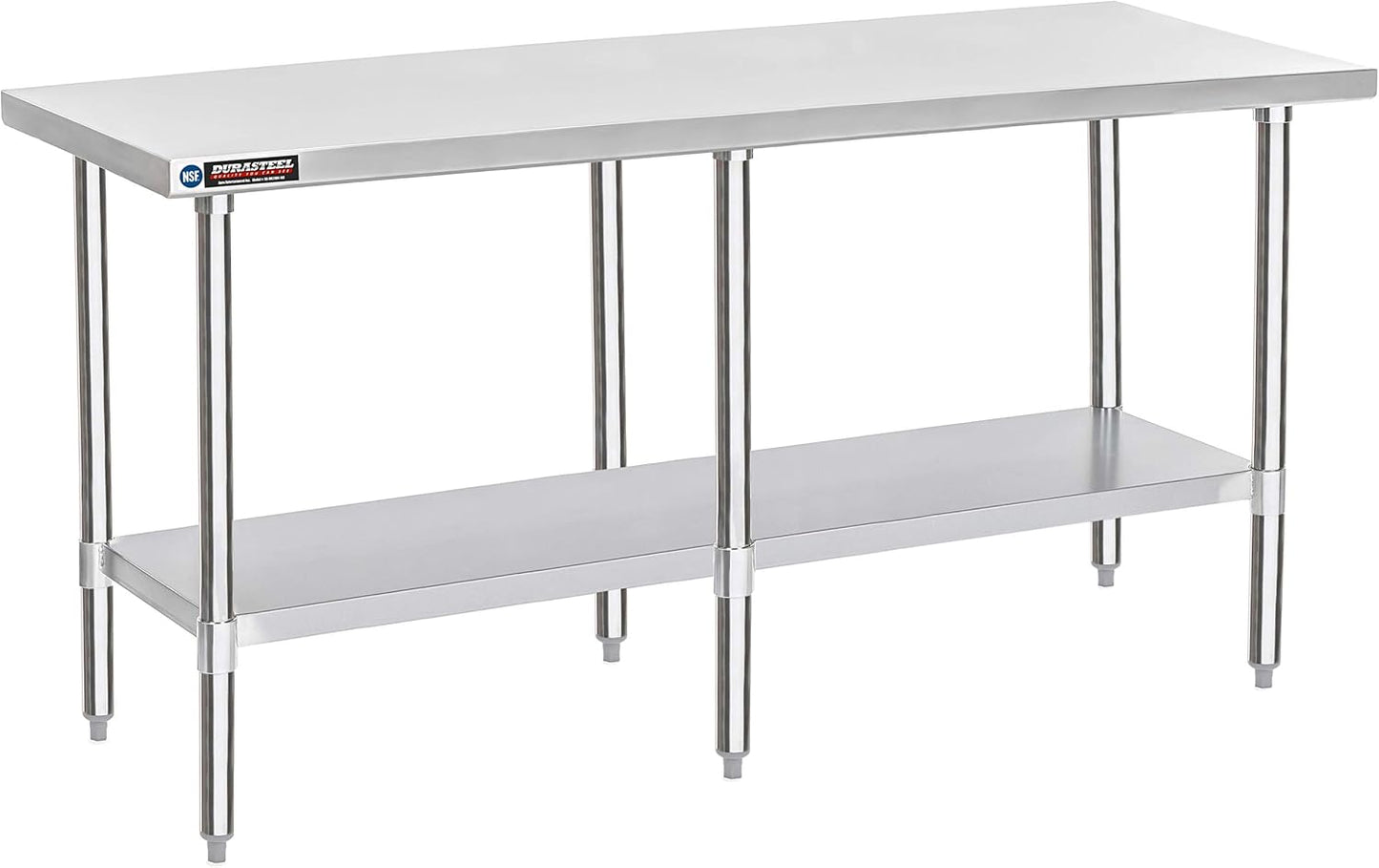 DuraSteel 24x84 Stainless Steel Work Table - NSF Commercial Prep Metal Table - Outdoor Pizza Oven Stand w\/Under Shelf - Kitchen Island Laundry Utility Garage Microwave Stand Large Rolling Storage Cart
