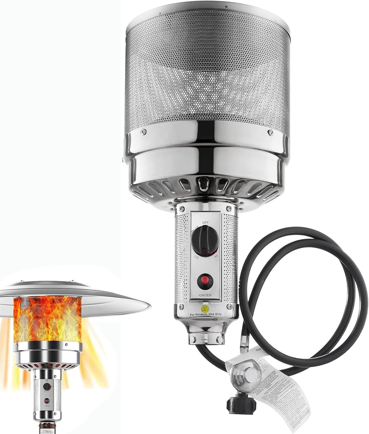 FAJOME Propane Patio Heater Burner Head, Outdoor Heater Replacement Parts 48,000 BTU Heater Head with Shaft Connectors (Color : 3"\/76mm)