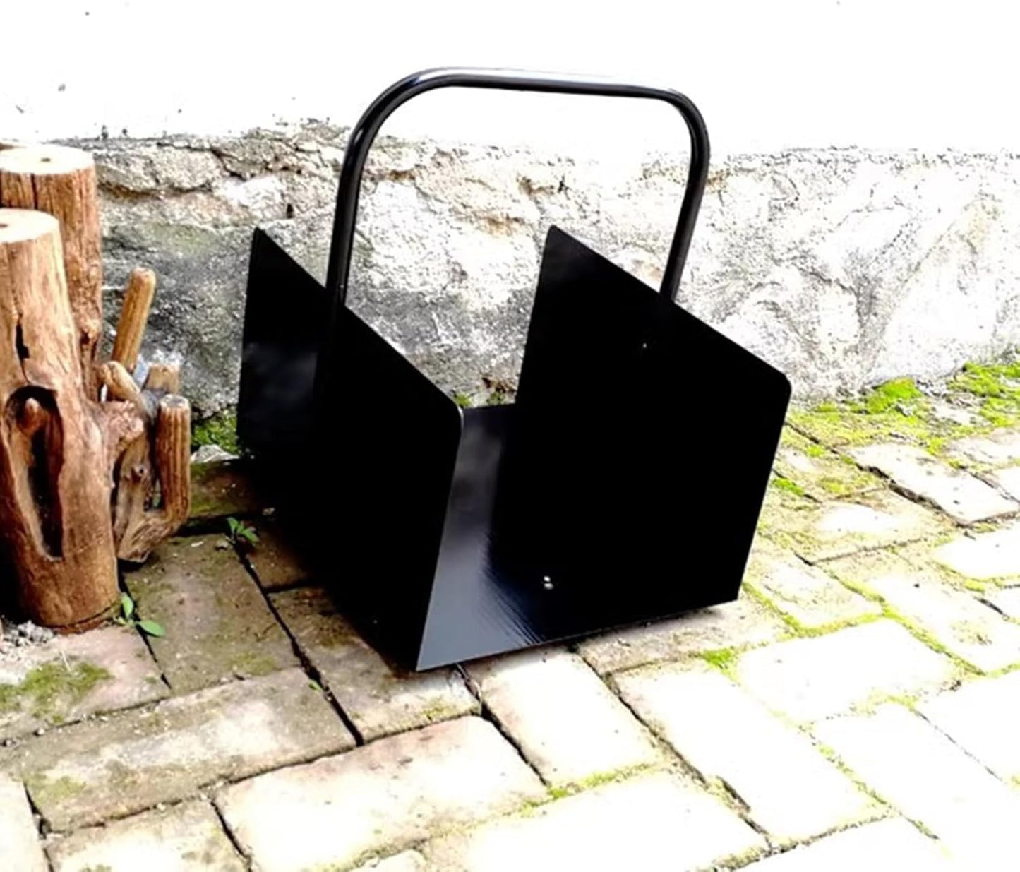 Small Handheld Firewood Holder Wood Organizer, Firewood Log Holder Iron Wood Basket, Portable Firewood Rack for Fire Pit, Fire Place and Outside