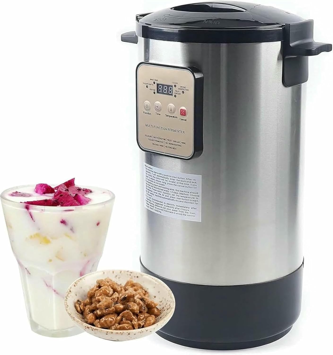 12 L Automatic Yogurt Machine, Stainless Steel Yogurt, Commercial Fermentation Machine for Homemade Kitchen Bar, Enzymes, Rice Wine, Mass, Fruit Vinegar