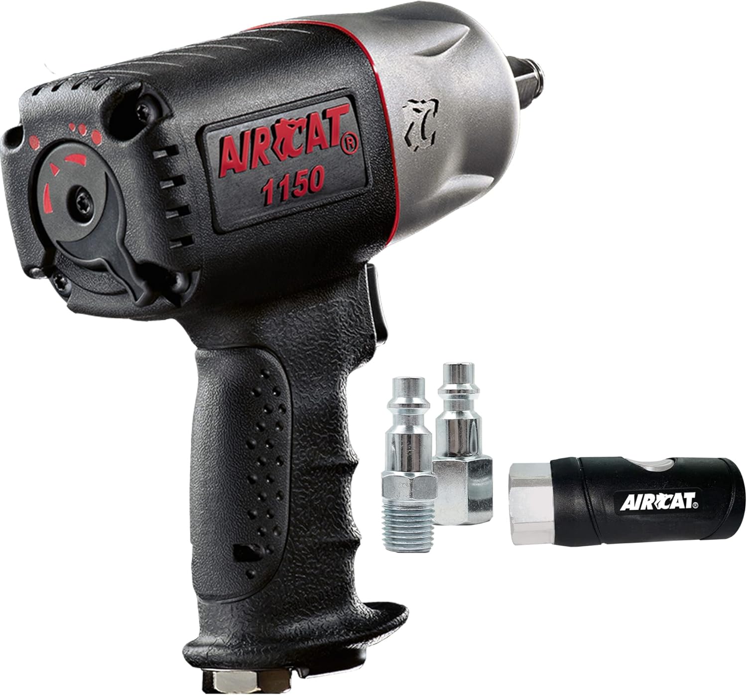 AIRCAT Pneumatic Tools 1150 1/2-Inch Drive "Killer Torque" Composite Impact Wrench 1295 ft-lbs, with coupler set