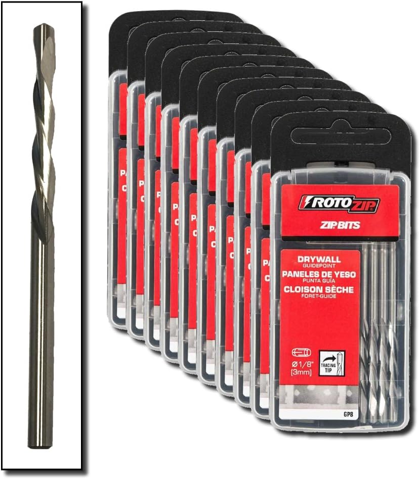 RotoZip 1/8'' Guide Point Drywall Router Bits for Cutout Tools, ROTO ZIP - GP8-80/PACK