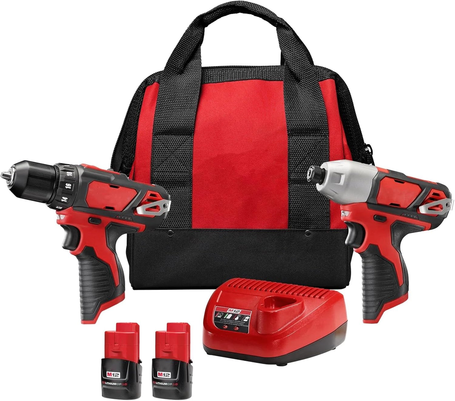 2494-22 for Milwaukee M12 12V Cordless Power Lithium-Ion 2-Tool Combo Kit 3/8” Drill/Driver ¼” Hex Impact Driver